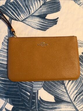 Coach Men's Leather Wristlet in Mustard Brown